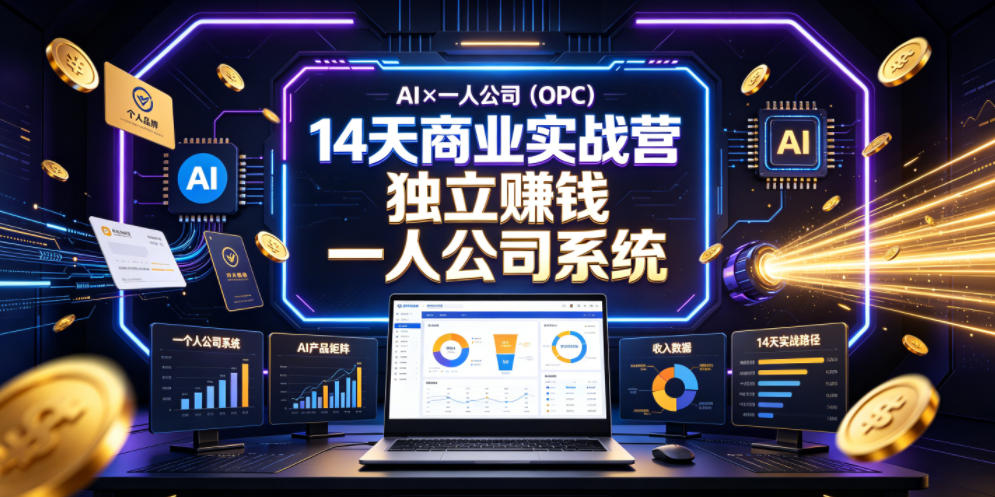 AI×一人公司（OPC）14天商业实战营，用AI帮你搭建一个属于你自己的、能独立賺钱的一人公司系统-灰产星球