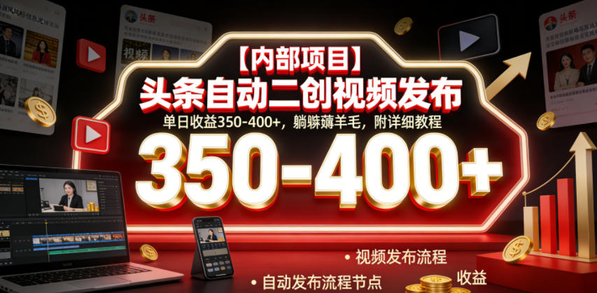 【内部项目】头条自动二创视频发布,单日收益350-400+,躺賺薅羊毛,附详细教程【揭秘】-灰产星球