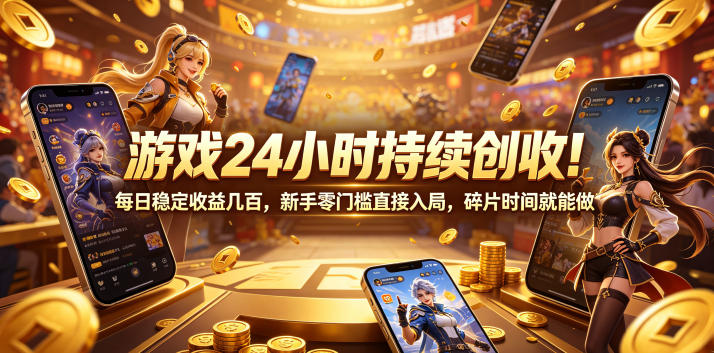 游戏24小时持续创收!每日稳定收益几百,新手零门槛直接入局,碎片时间就能做【揭秘】-灰产星球