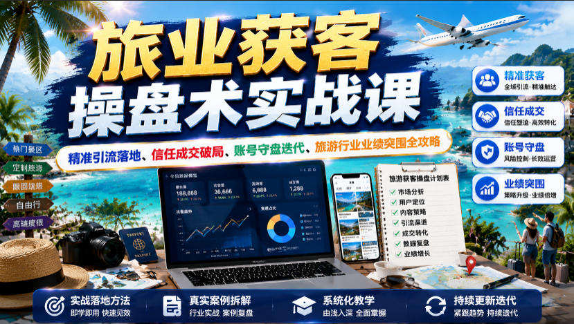 旅业获客操盘术实战课｜精准引流落地、信任成交破局、账号守盘迭代、旅游行业业绩突围全攻略-灰产星球