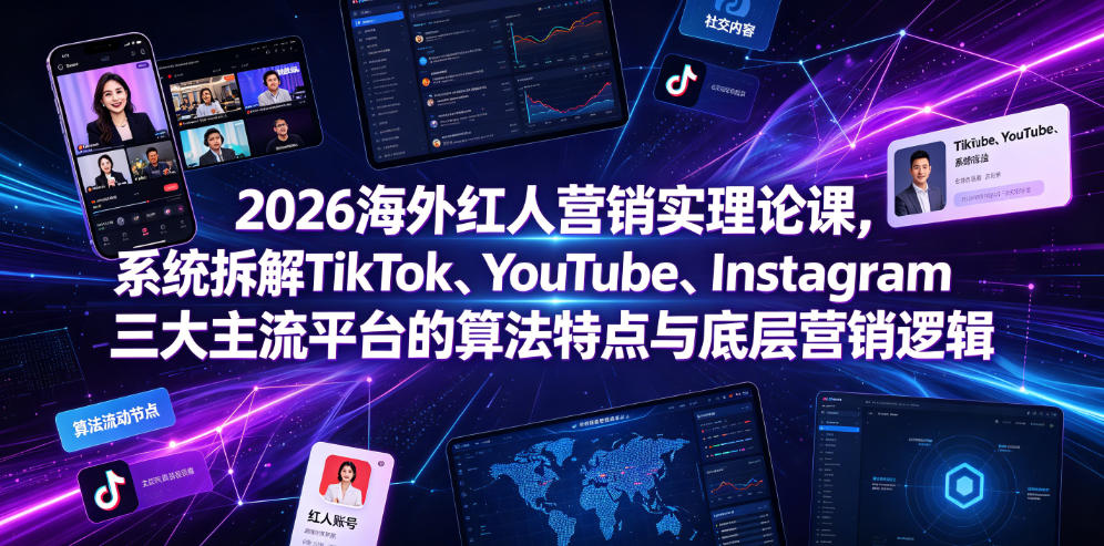2026海外红人营销实理论课，系统拆解TikTok、YouTube、Instagram三大主流平台的算法特点与底层营销逻辑-灰产星球