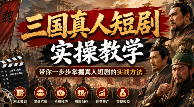 三国真人短剧实操教学，带你一步步掌握真人短剧的实战方法-灰产星球