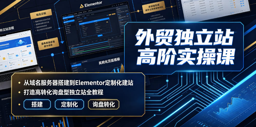 外贸独立站高阶实操课｜从域名服务器搭建到Elementor定制化建站，打造高转化询盘型独立站全教程-灰产星球