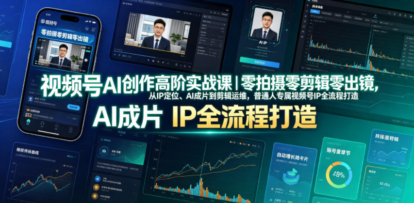 视频号AI创作高阶实战课｜零拍摄零剪辑零出镜，从IP定位、AI成片到剪辑运维，普通人专属视频号IP全流程打造-灰产星球