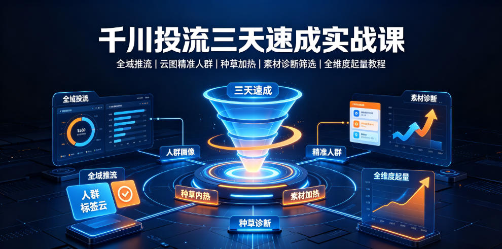 千川投流三天速成实战课｜全域推流、云图精准人群、种草加热、素材诊断筛选全维度起量教程-灰产星球