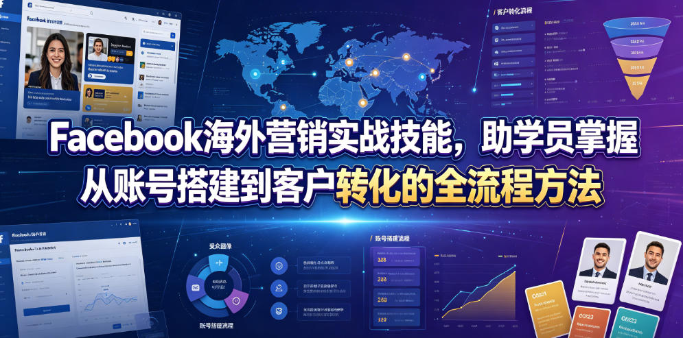 Facebook海外营销实战技能，助学员掌握从账号搭建到客户转化的全流程方法-灰产星球