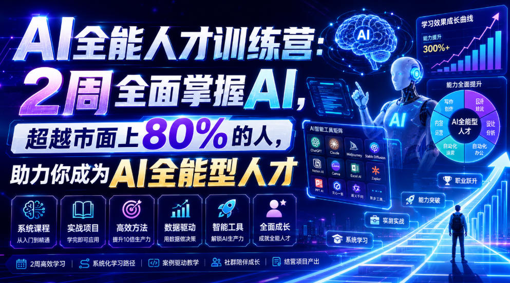 AI全能人才训练营：2周全面掌握AI，超越市面上80%的人，助力你成为AI全能型人才-灰产星球