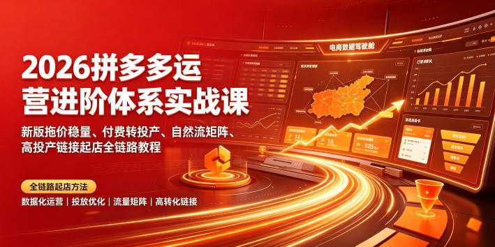 2026拼多多运营进阶体系实战课｜新版拖价稳量、付费转投产、自然流矩阵、高投产链接起店全链路教程-灰产星球