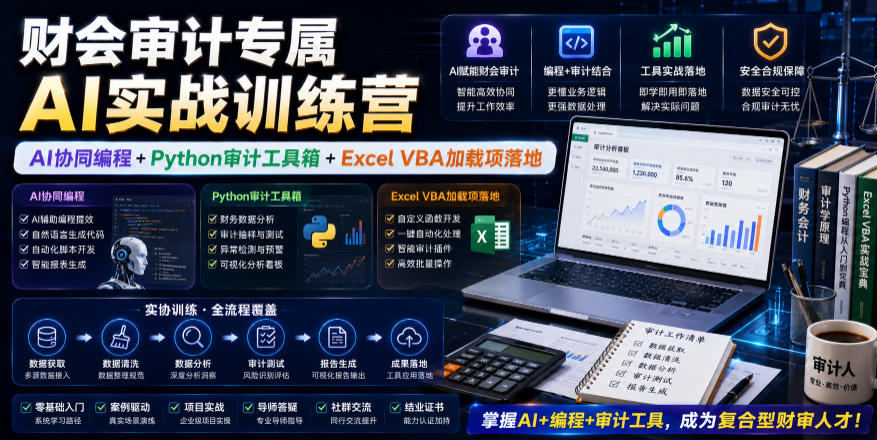 财会审计专属AI实战训练营｜AI协同编程+Python审计工具箱+Excel VBA加载项落地（更新0710）-灰产星球