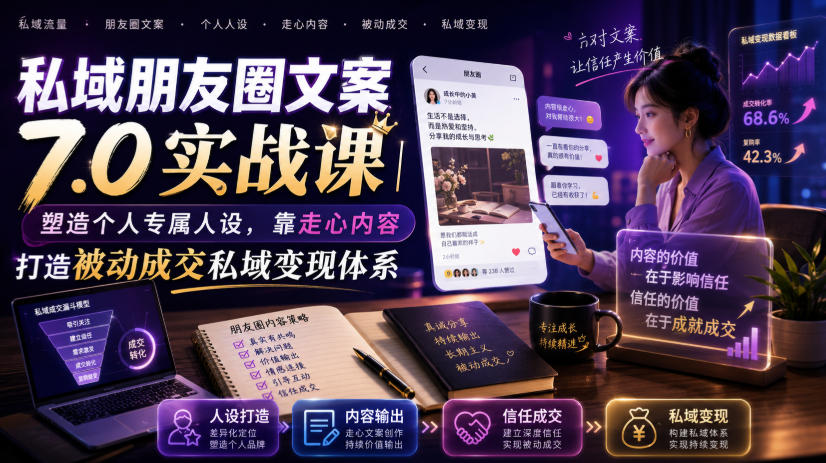 私域朋友圈文案7.0实战课｜塑造个人专属人设，靠走心内容打造被动成交私域变现体系-灰产星球