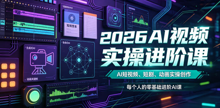 2026AI视频实操进阶课，AI短视频、短剧、动画实操创作，每个人的零基础进阶ai课-灰产星球