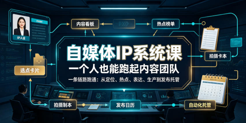 自媒体IP系统课，一个人也能跑起内容团队，一条链路跑通，从定位、热点、表达、生产到发布托管-灰产星球