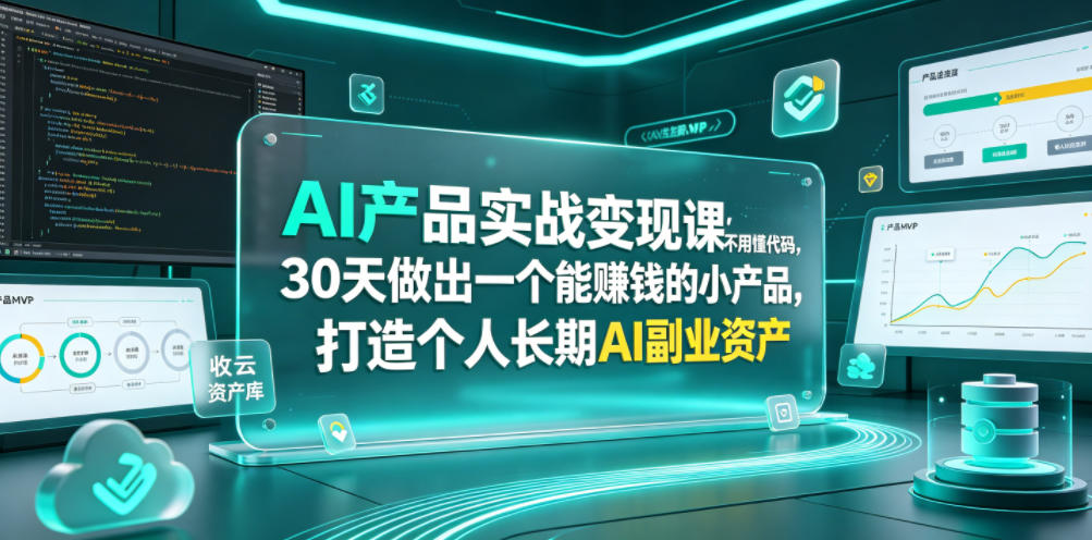 AI产品实战变现课，不用懂代码，30天做出一个能賺钱的小产品，打造个人长期AI副业资产（更新）-灰产星球