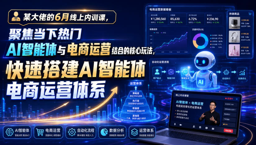 某大佬的6月线上内训课，聚焦当下热门AI智能体与电商运营结合的核心玩法，快速搭建AI智能体电商运营体系-灰产星球